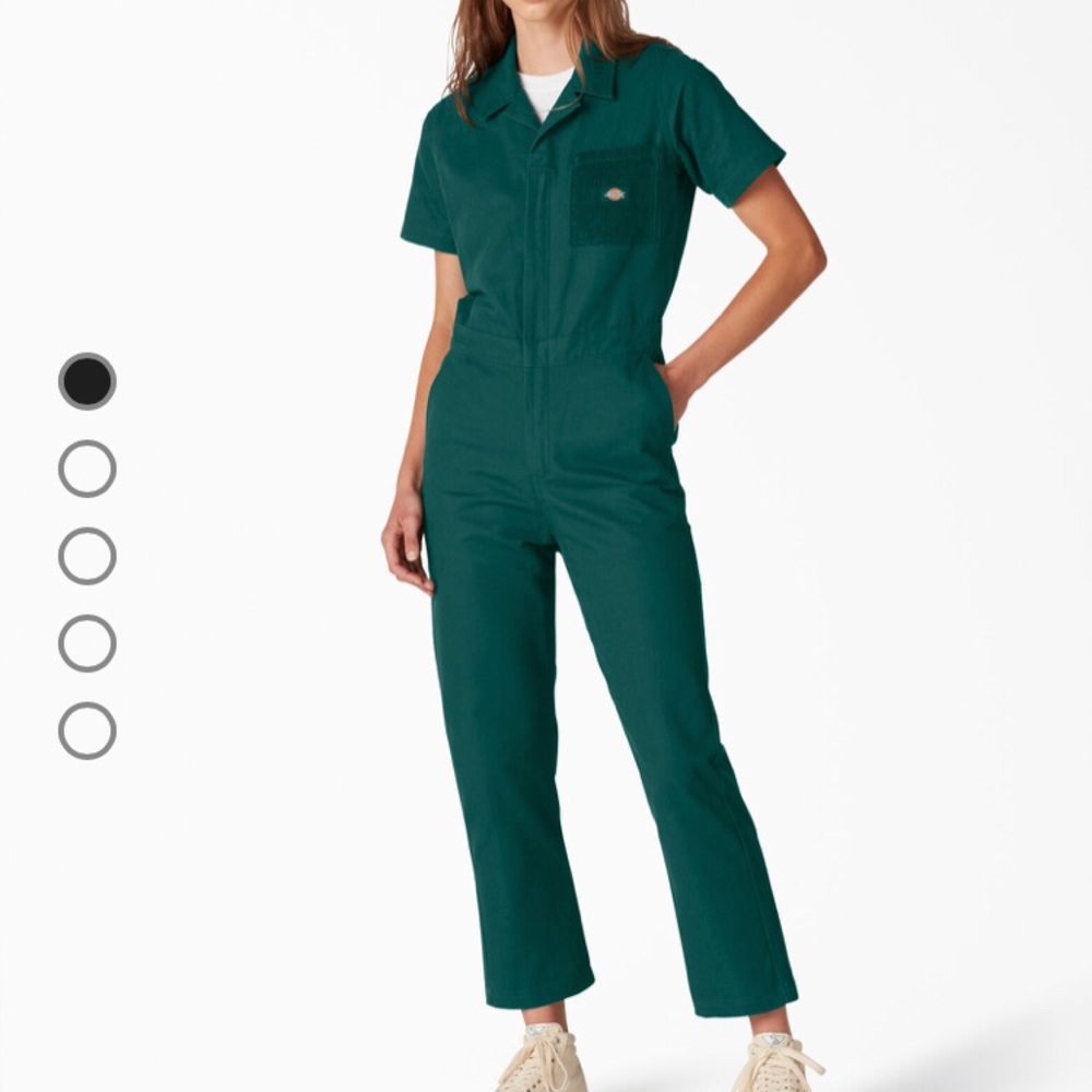 NWT DICKIES Women’s Reworked Coverall Forest Green Corduroy Detail